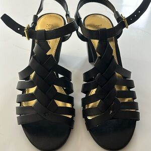 Black formal wear sandals by Ralph Lauren